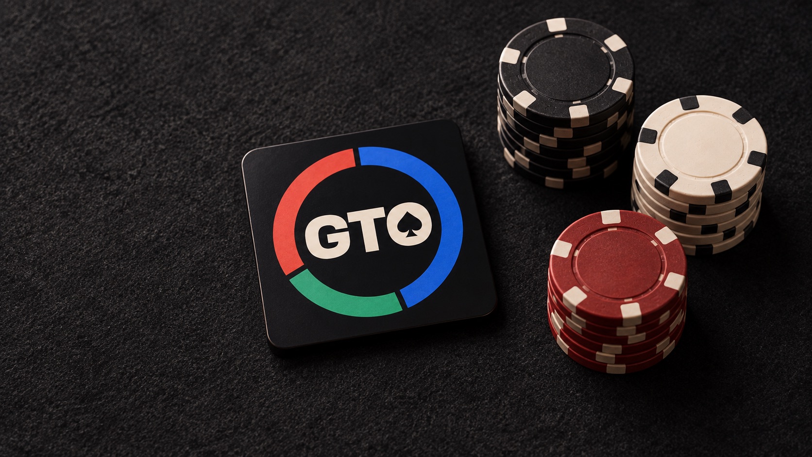Texas GTO app icon beside poker chips on dark felt