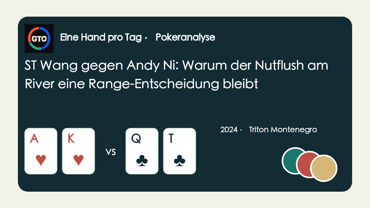 Originalillustration mit App-Symbol und Pokerchips: ST Wang A-Herz K-Herz gegen Andy Ni Q-Kreuz T-Kreuz